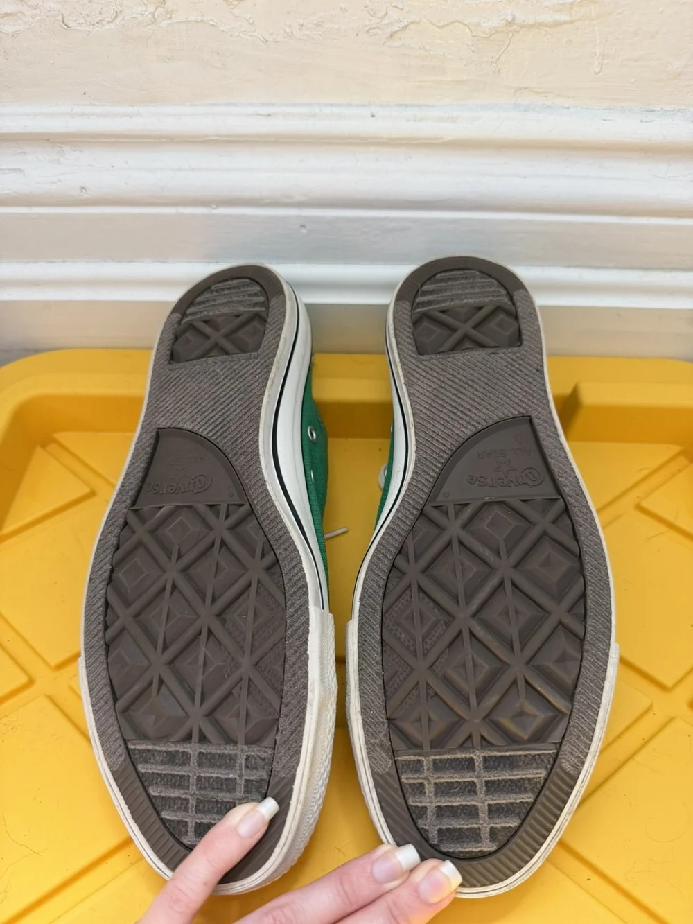 Converse Green Canvas Low Top Sneakers with White Accents - Picture 2 of 2